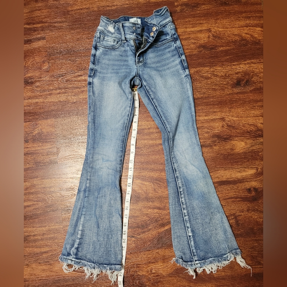 Girl's Blue Jeans with Frayed Hem